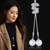 Suijue Jewelry Pearl Tassel Sweater Chain Long Autumn And Winter Versatile Three-Layer Full Diamond Necklace Women