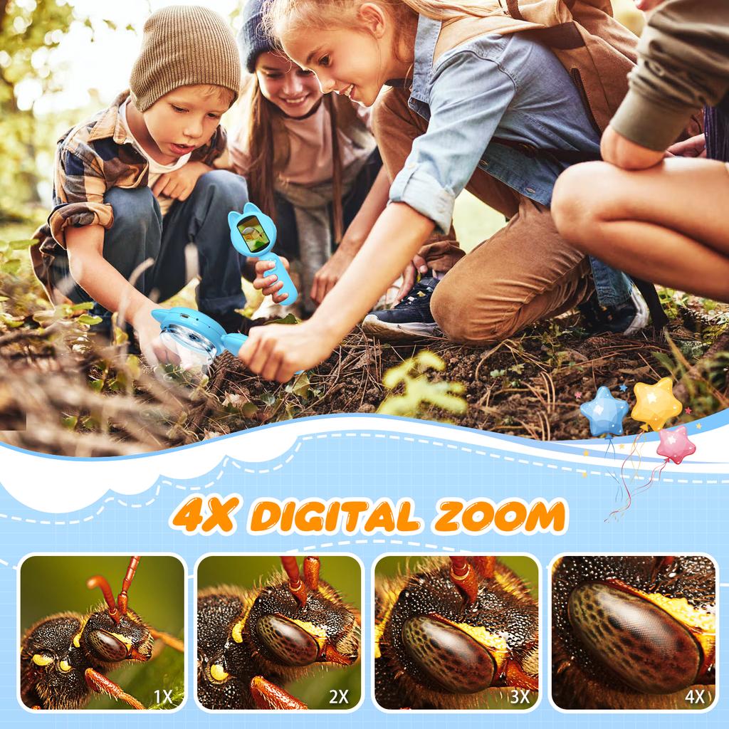 Microscop pentru copii cu ecran IPS de 2 inch Microscop digital portabil de mână cu mărire pentru copii Cadouri educative științifice