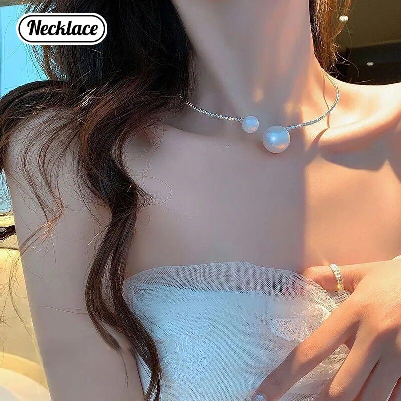 Voll Diamant Und Große Und Kleine Perle Offener Kragen Für Damen Japanische Und Koreanische Persönlichkeit Halsband Schlüsselbeinkette