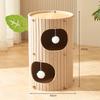 Cat Scratching Tower Felt Trunk Design 2 Levels With Pompoms Brown White Multi Level Cat Climbing Furniture For Indoor Play