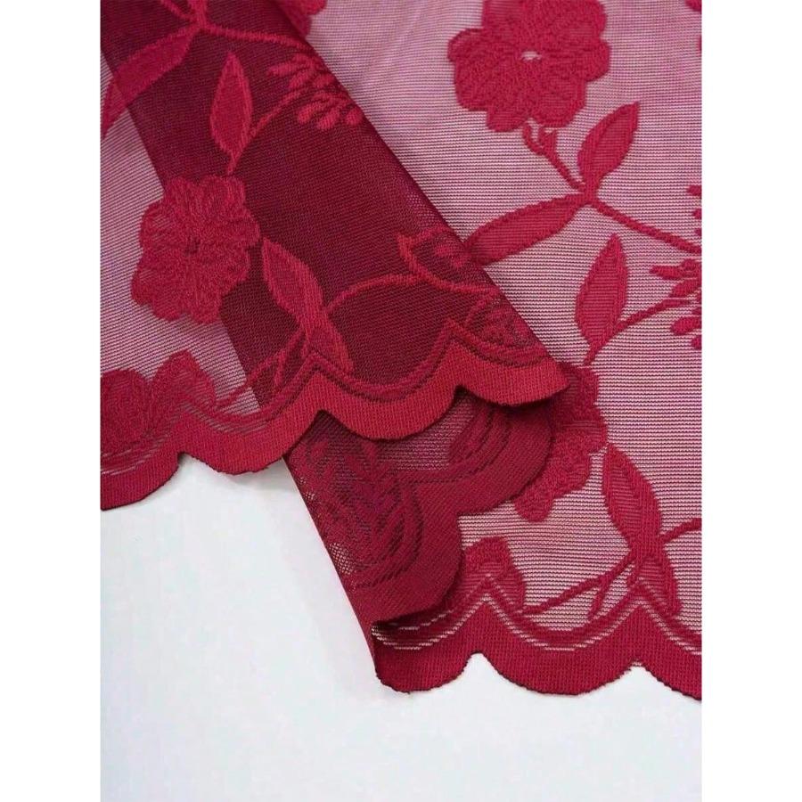 1pc Minimalist Floral Lace Curtain Panel, Home Decor
