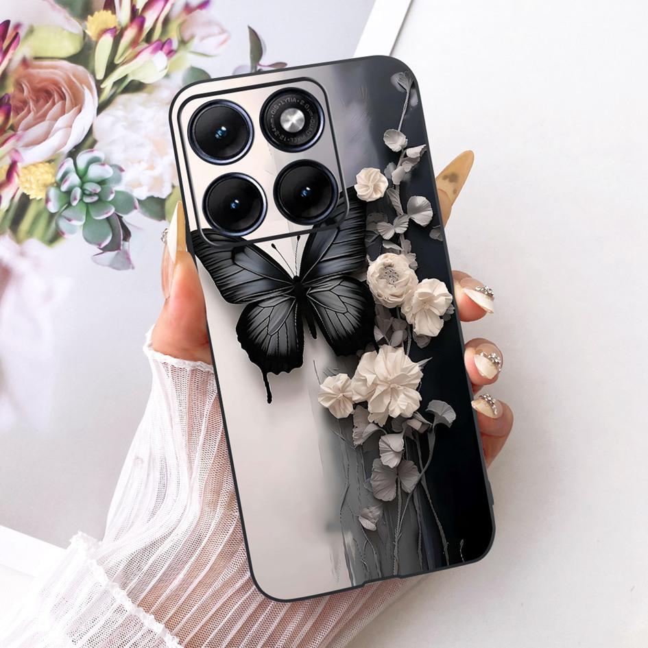 For Funda Motorola Edge 70 Fusion 2026 Phone Case New Fashion Flower Bow Soft Black Silicone Cover For Moto Edge 70Fusion+ Cases