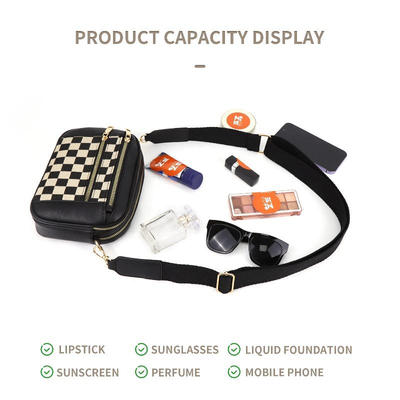 Hot-selling color matching checkerboard plaid messenger bag square bag shoulder bag wallet adjustment shoulder strap