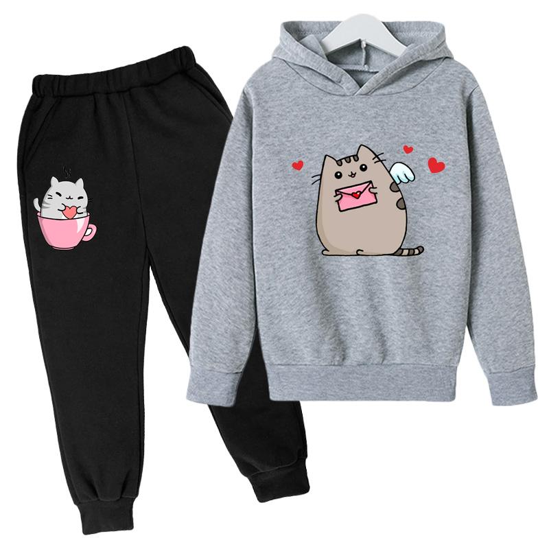 Cute Nutella Cat Cartoon Print Hoodie Kids Clothes Funny Sweatshirt For Girls/boys Harajuku Kawaii Winter Children Clothing