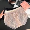 Plus Size Ladies Summer Thin Sexy Lace Bow Translucent Cotton Crotch Triangle Briefs
