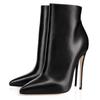 Fashion Women Leather Suede Ankle Boots Side Zipper Pointed Stiletto Heel Low Boots Solid Color Classic Simple Fashion Women Boots