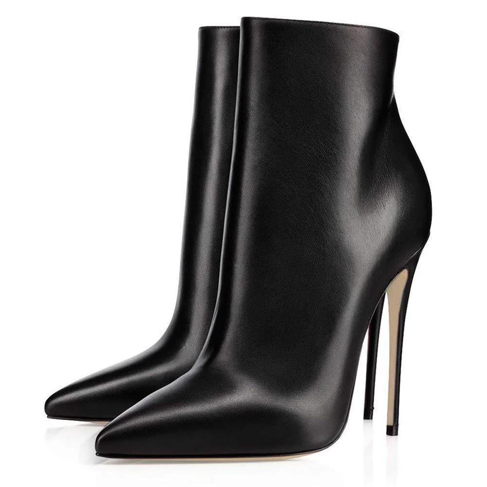 Fashion Women Leather Suede Ankle Boots Side Zipper Pointed Stiletto Heel Low Boots Solid Color Classic Simple Fashion Women Boots