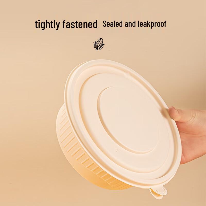 Miljövänliga 500 ml runda takeaway-skålar av majsstärkelse (300 set)