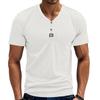 Sommer Herren Kurzarm Casual Sport Jacquard Piqué Schnelltrocknend Atmungsaktiv Henry Shirt Kurzarm T-Shirt
