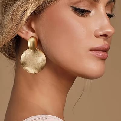 Large Round Hanging Earrings, Round Shape, Slim Face, Fashionable and Elegant Female Earrings