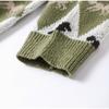 Contrast Jacquard Round Neck Sweater Women's Fashion All-match Green Sweater Diamond Style Sweater Women's Soft Skin-friendly Pullover