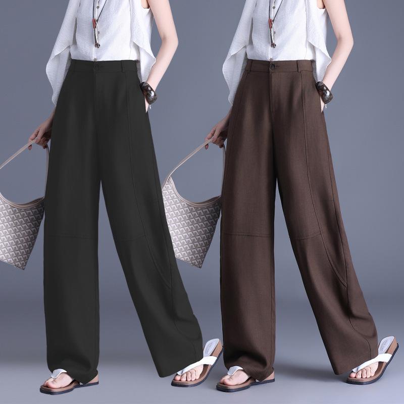Neuer Eingang Schlankmachende High-Waist Hosen mit Fall - Vielseitiges Schlankes & Weiter Bein Design für Freizeitkleidung
