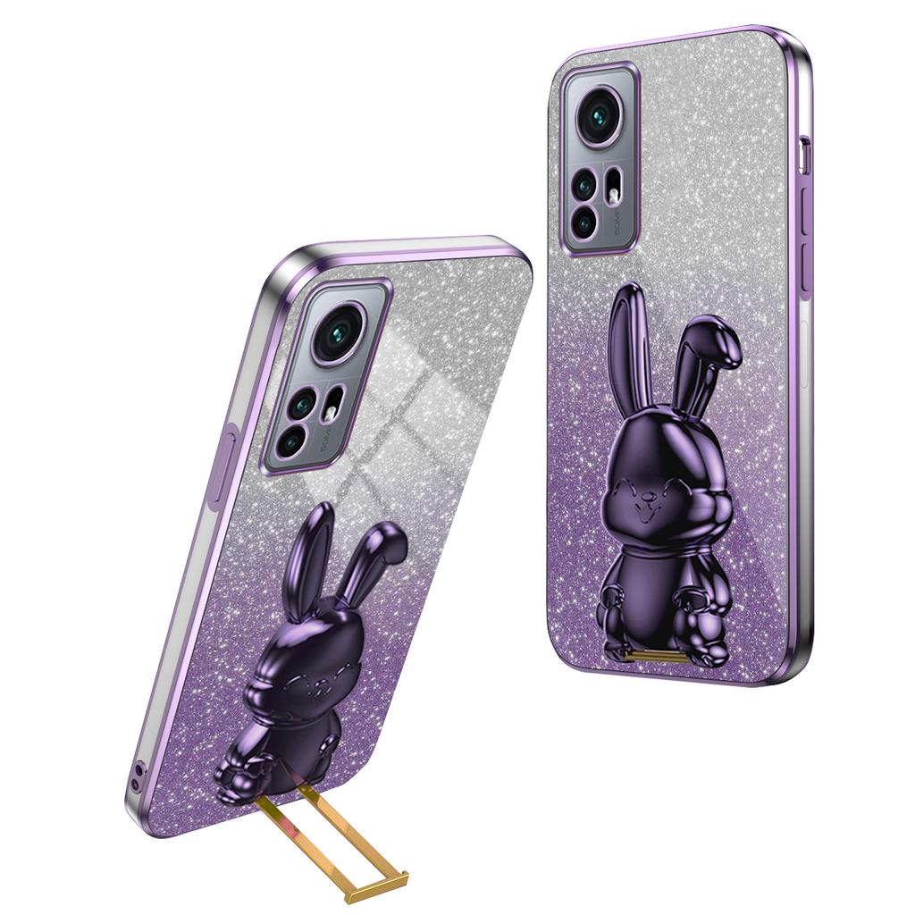 For Xiaomi 12 5G/12X 5G/12S 5G PC+TPU Back Shell Lovely Rabbit Cell Phone Kickstand Case