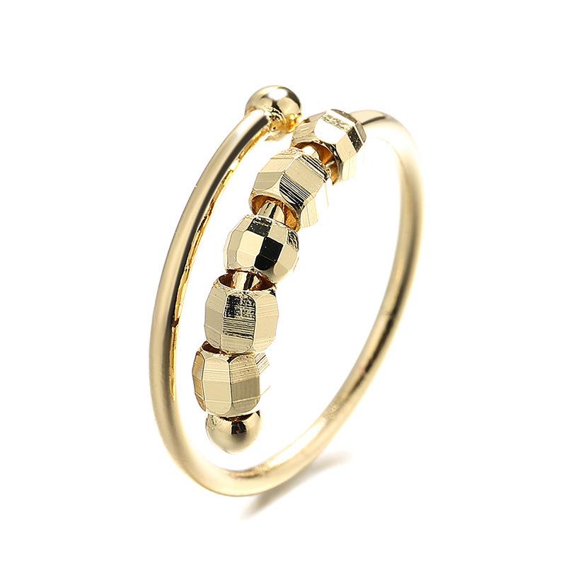 Inel rotund cu margele rotunde cu două straturi pentru femei Inel pentru ameliorarea anxietății pentru femei