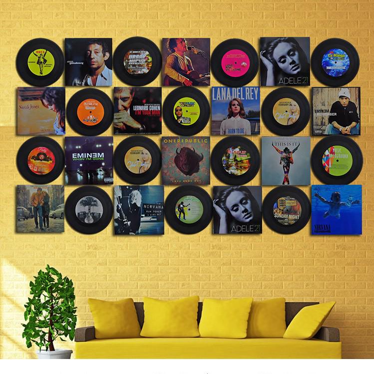 Retro vinylová deska nástěnná dekorace plakátové samolepky pro bar, kavárnu, restauraci a obchod s mléčným čajem