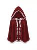 Roter Kapuzenumhang mit Spitzensaum für Damen - Halloween-Kostümumhang Kurzer Retro-Trenchcoat Bühnenauftrittskleidung