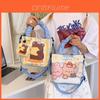 Niedliche Wassereimertasche mit Cartoon-Motiv und kleinem Bären- und Hasenaufdruck für den täglichen Gebrauch
