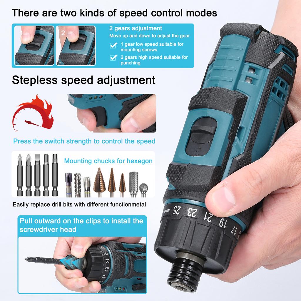 12 V Lithium Screwdriver     2 Speed Control Modes Multifunctional Repairing Tool Kit Brush Motor Electric Screw Driver for Mobilephones