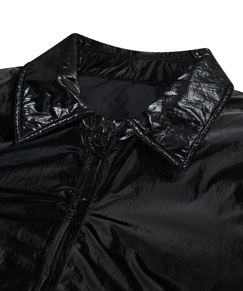 Ironyporno Whiteline 86-Iro340 Essential Balloon Glossy Collar Short Padded Jacket Black