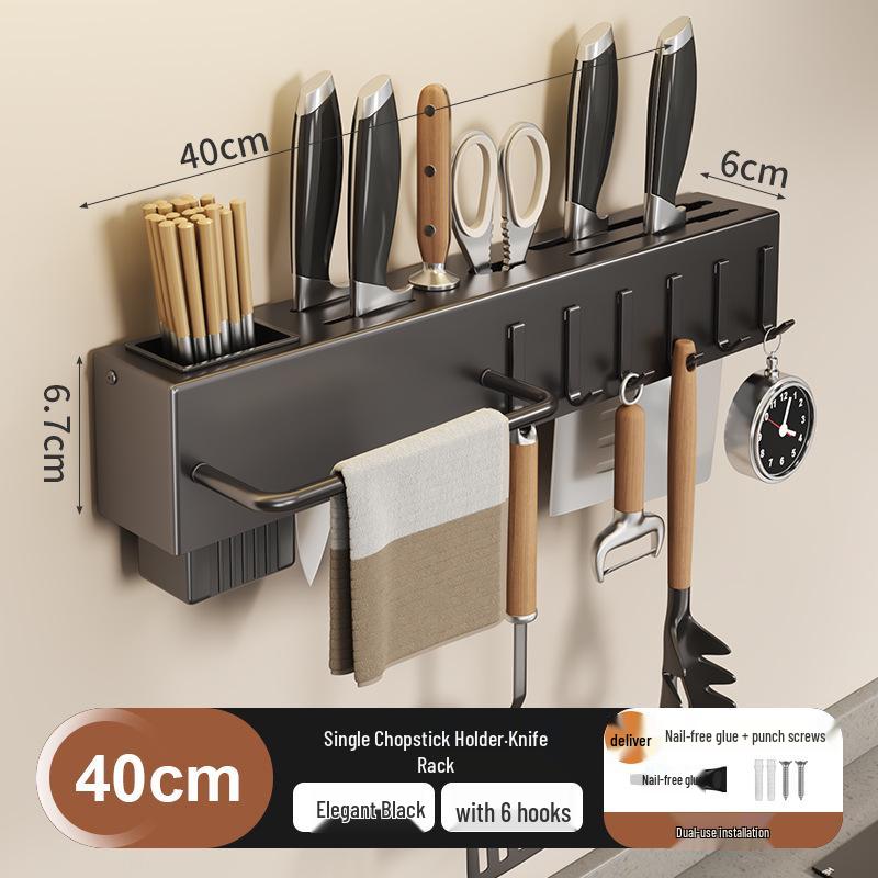 Wandmontiertes multifunktionales Küchenregal: Messer- und Essstäbchenhalter