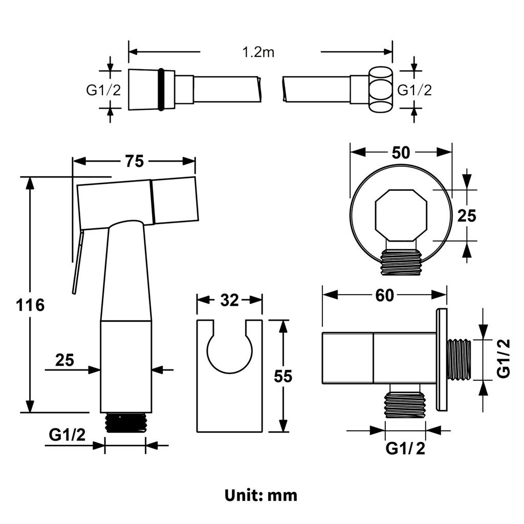 Bathroom Modern Wall-mounted Shower Bidet Sprayer Brushed Gold Hotel Toilet Use Easy Installation Water Bidet Shattaf