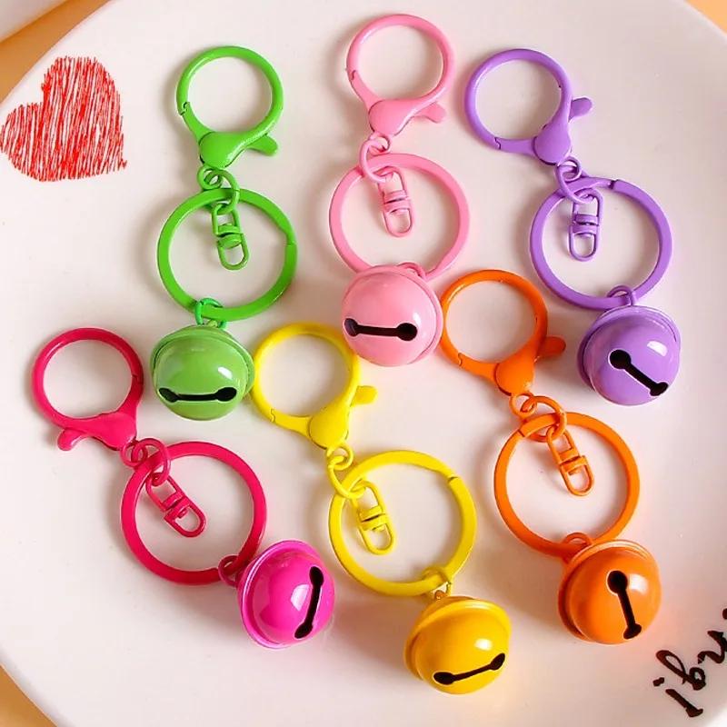 2024 New Sweet Candy Colored Bell Accessories Keyrings Colorful Metal Cute Keychain DIY Handmade Bag Car Key Decoration Gifts