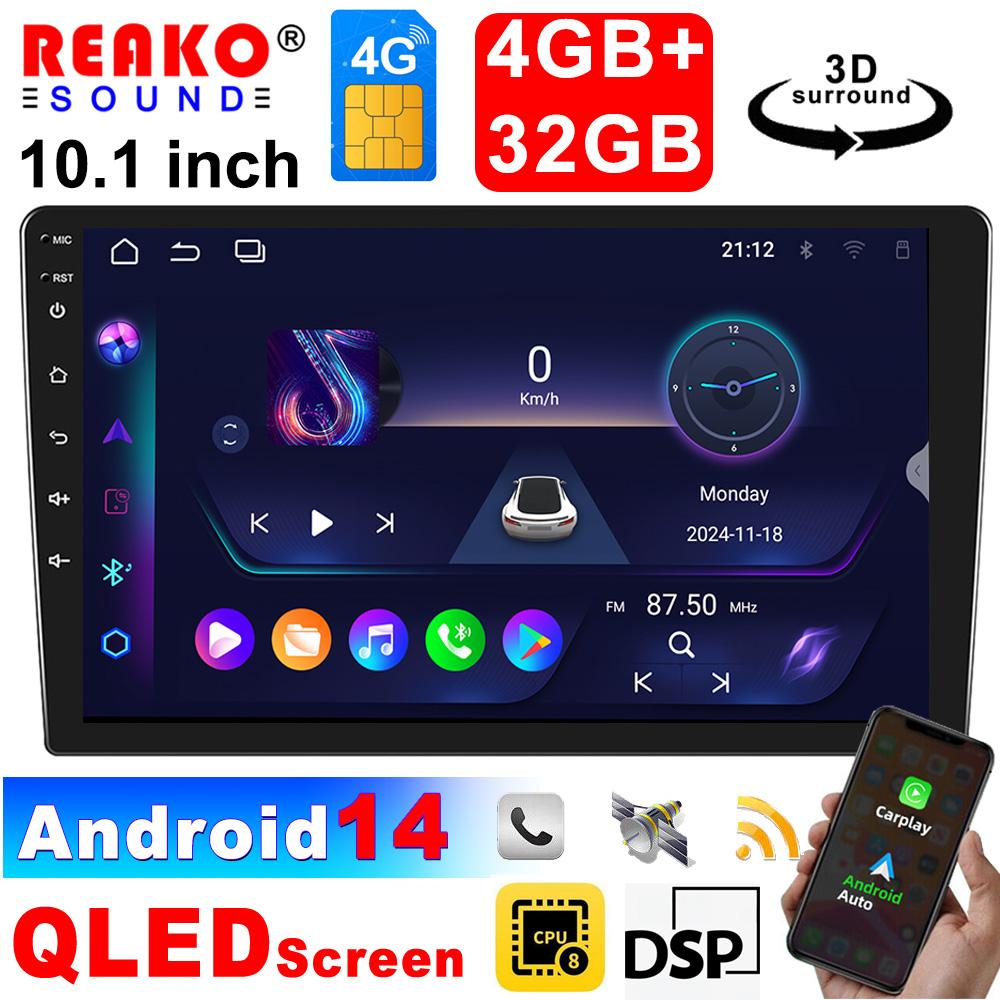 

2 din 7 9 10 дюймов Android 14 Carplay автомобильный радиоприемник мультимедийный плеер навигация GPS стерео для VW Ford Nissan Kia Honda Toyota 8 core 4GB+32GB CP