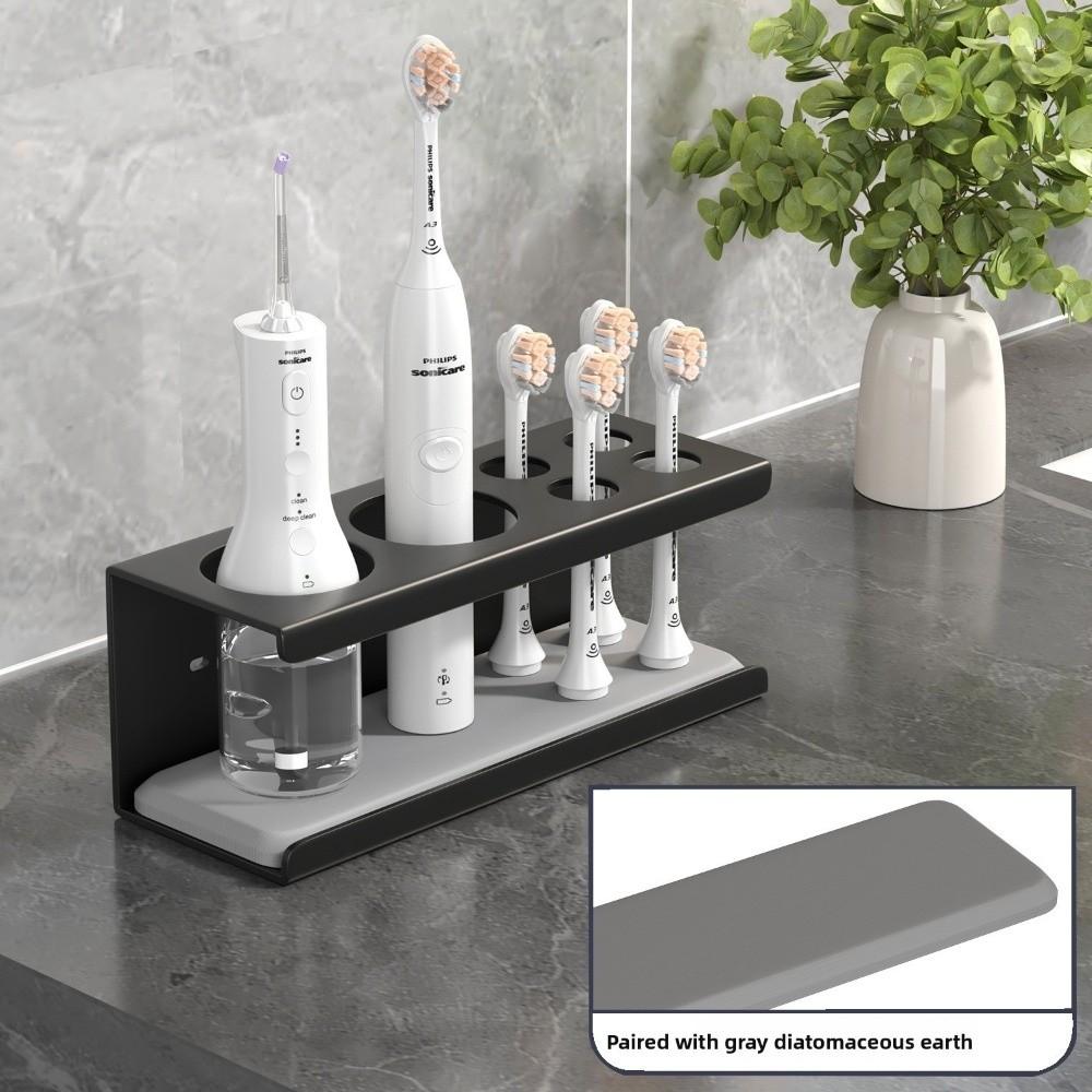 New Aluminum Alloy Toothbrush Holder No Drilling with Diatom Base Toothbrush Rack Self Adhesive Bathroom Storage Shelf Home Use