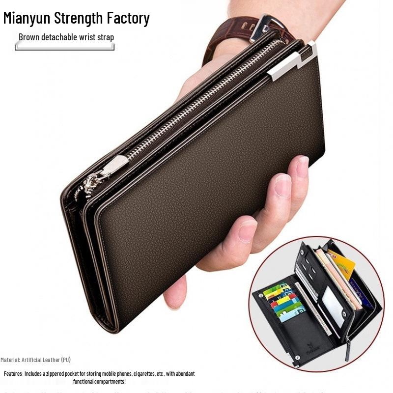 Men’s Large Capacity Zipper Clutch: Phone & Card Holder Trendy Handbag