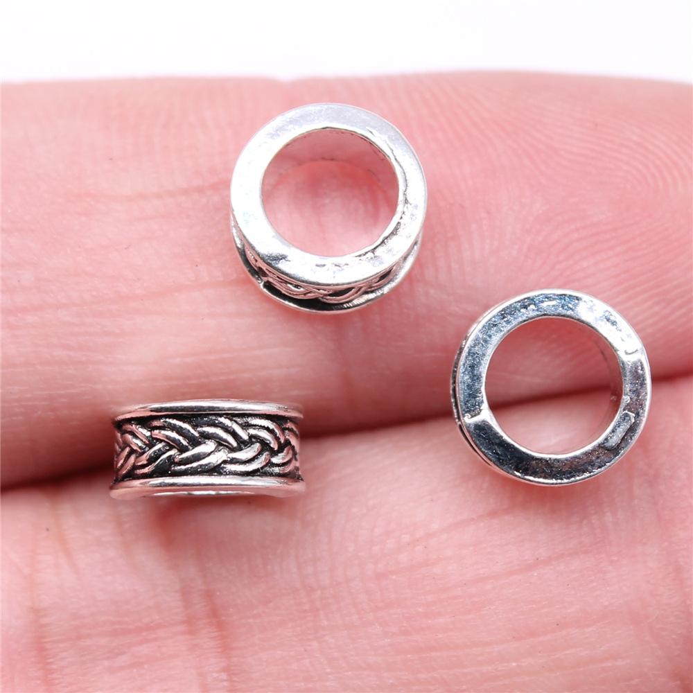 20pcs Big Hole Round Carved Spacer Beads For Jewelry Making Antique Silver Color DIY Crafts Making Findings Handmade Findings
