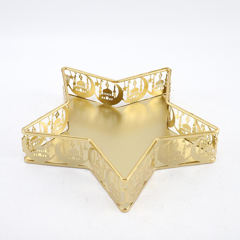 Golden Stars & Moon Iron Tray for Christmas Decorations and Fruit Storage