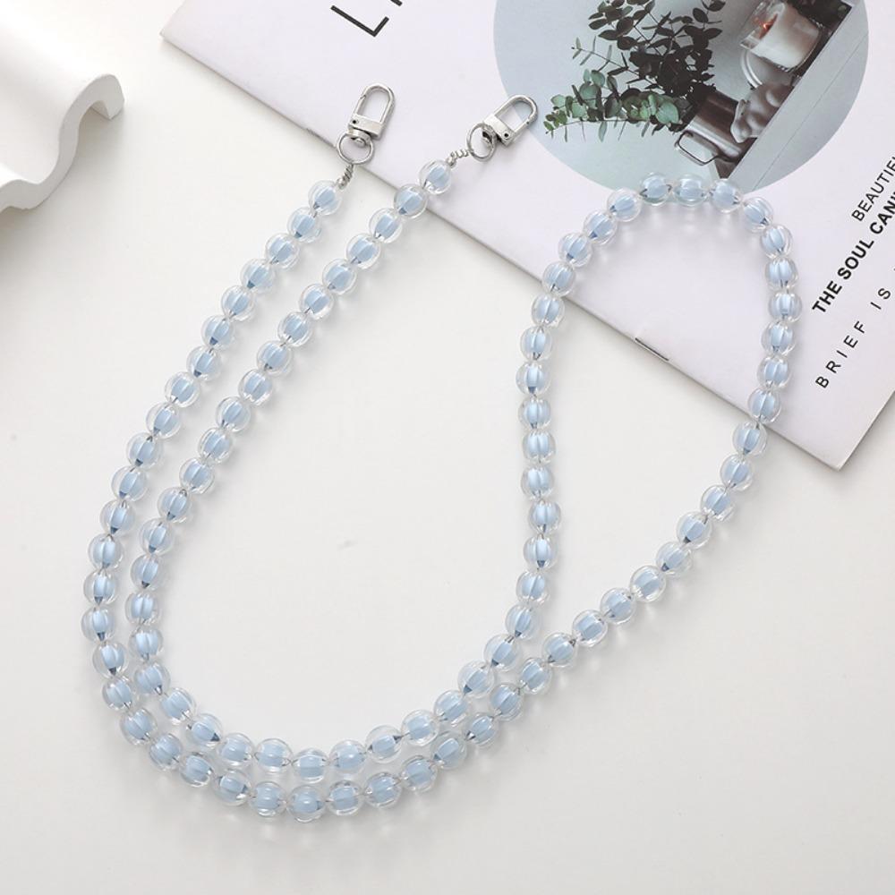 Universal Candy Color Beaded Crossbody Chain Long-style Phone Neck Straps  Keychain Pendant