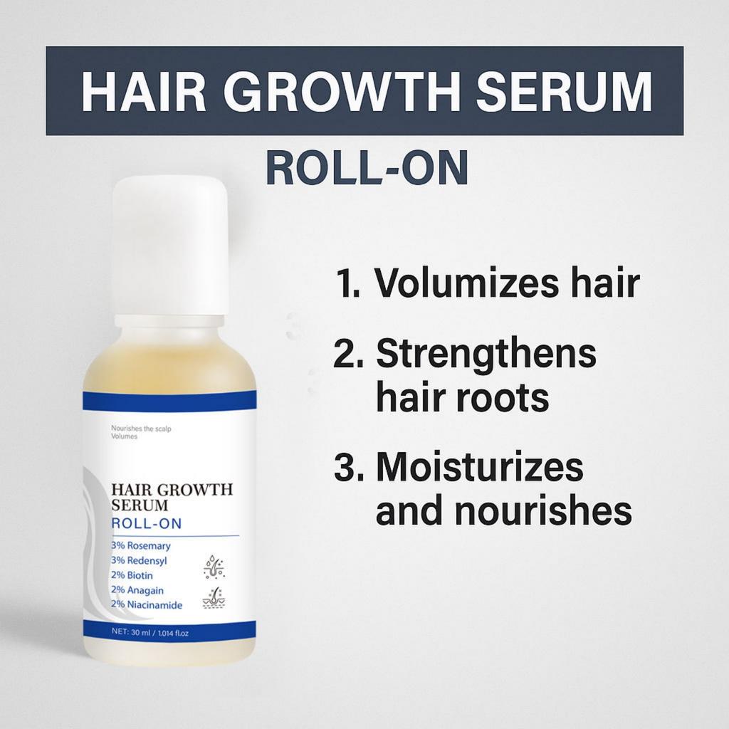 Hair Growth Roller Oil,No Rinsing Required, Absorbs Quickly, Suitable For Thinning Hair And All Hair Types.