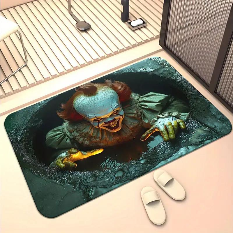 Halloween Clown Printed Kitchen Carpet Living Room Dining Room Laundry Floor Mat Bath Balcony Hallway Non-slip Door Mat