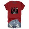 Maglietta casual da donna con stampa, scollo tondo, pullover, manica corta