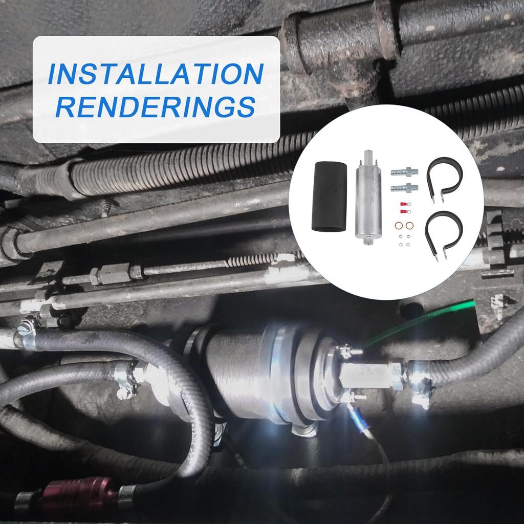 High Flow & Pressure External Inline 255LPH Fuel Pump With Installation Kit Replacement For GSL392, GSL392-400-939, GSL392400939, 400-939 Universal