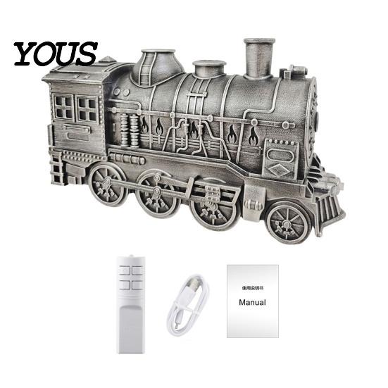 Macchina per Aromaterapia a Nebbia Fredda Silenziosa 300ml Diffusore d'Aroma Treno Vintage, Umidificatore Locomotiva a Vapore con Telecomando & Umidificatore d'Aria LED per