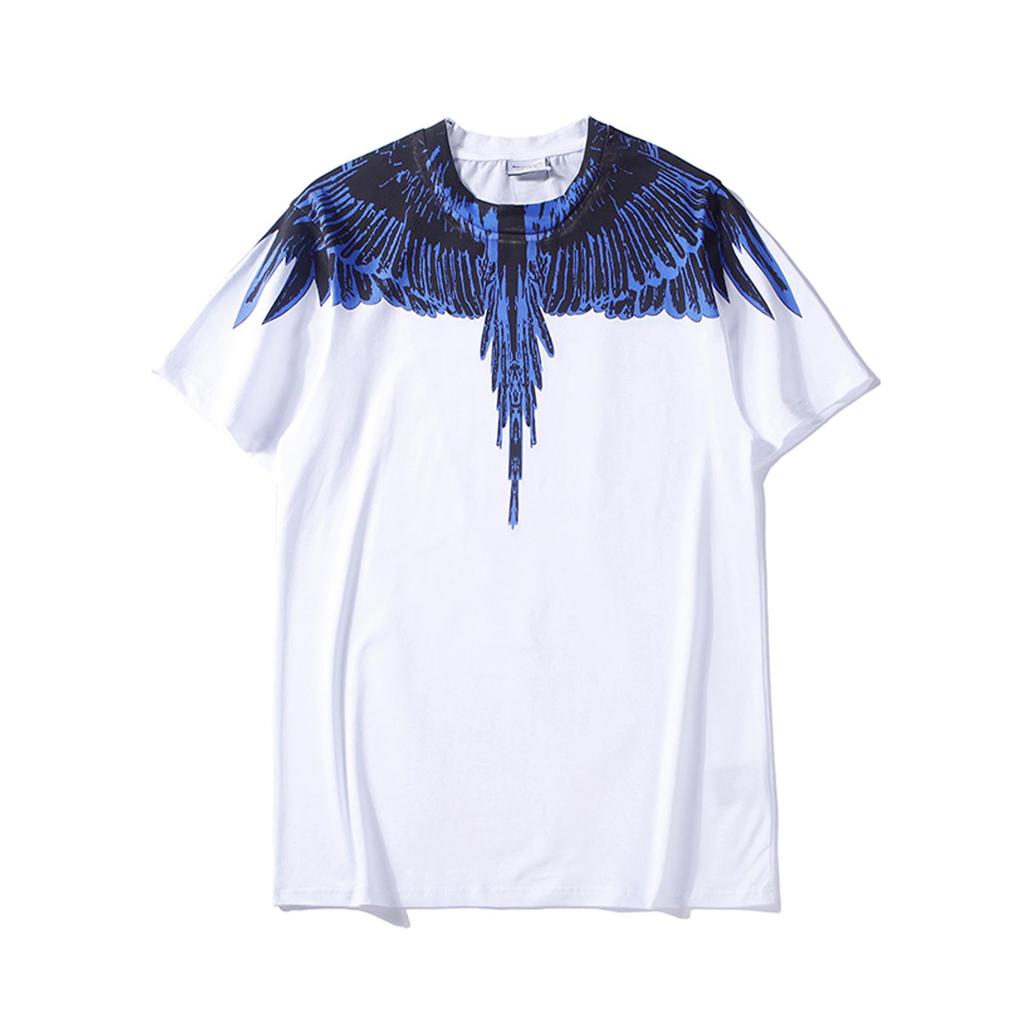 Marcelo Classic Phantom Wings Short Sleeve T-Shirt with Colorful Feathers and Lightning Design