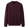 Men's Winter Long-Sleeve Crew-Neck Sweater: Fleece-Lined, Thickened, Warm Top for Middle-Aged and Elderly Men—Dad-Style Sweater