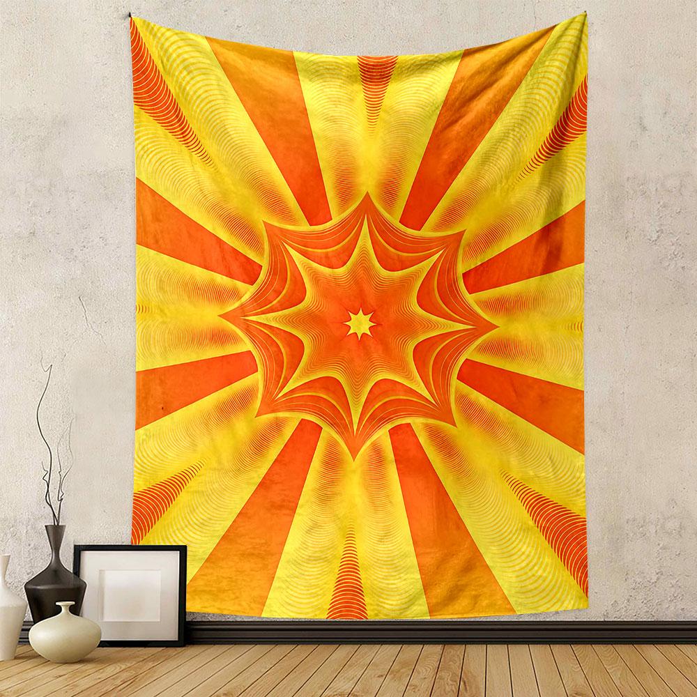 Radiant Sunburst Abstract Design Patterned tapestry home decor, suitable for bedroom and living room, gift
