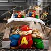 Kreslené chipmunkové Alvin 3D NOVÉ Povlak na peřinu Povlak na polštář Sada povlečení Pro dospělé Dítě Chlapec Dívka Dekorace ložnice Dětské Jednolůžko Dvojlůžko Velké