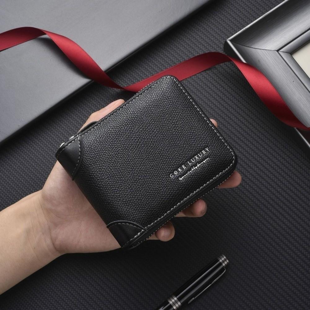 Solid Color Men's Wallet PU Leather Coin Purse Card Bag Business Card Holder  Daily