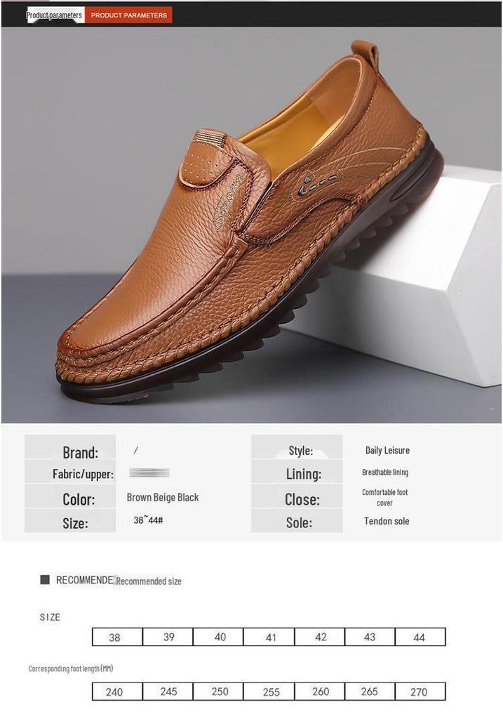 Men's Lightweight British Style Leather Slip-On Shoes - Versatile, Casual, Comfortable