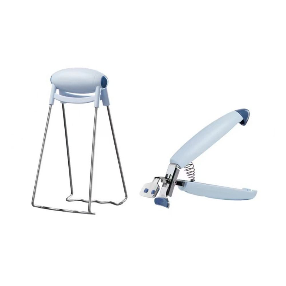 

2Pcs/set Anti-scalding Tableware Clip Set 304 Stainless Steel Silicone Clip Head Steamer Gripper Non-Slip Pliers Bowl Tongs синий