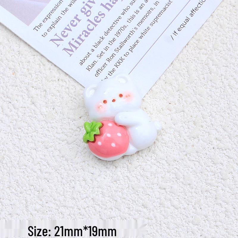 Cute Strawberry Animal Cartoon Resin Ornaments for Hair Clips, Shoes, and Accessories.