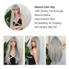 HAIRCUBE Silvery Grey Synthetic Straight Wig For Women Long Straight Gray Cosplay Wig With Bangs Daily Heat Resistant Fake Wigs