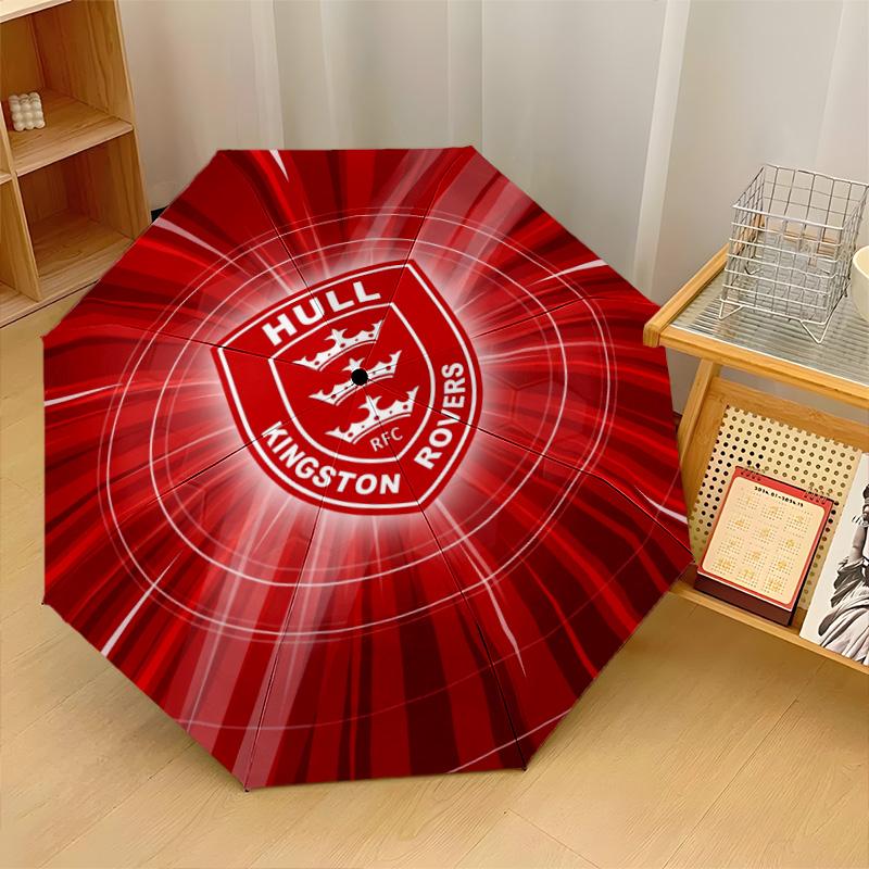 Hull KR Print Auto 8?Ribs Folding Umbrella Wind Resistant Lightweight Automatic Umbrella For Daily Travel