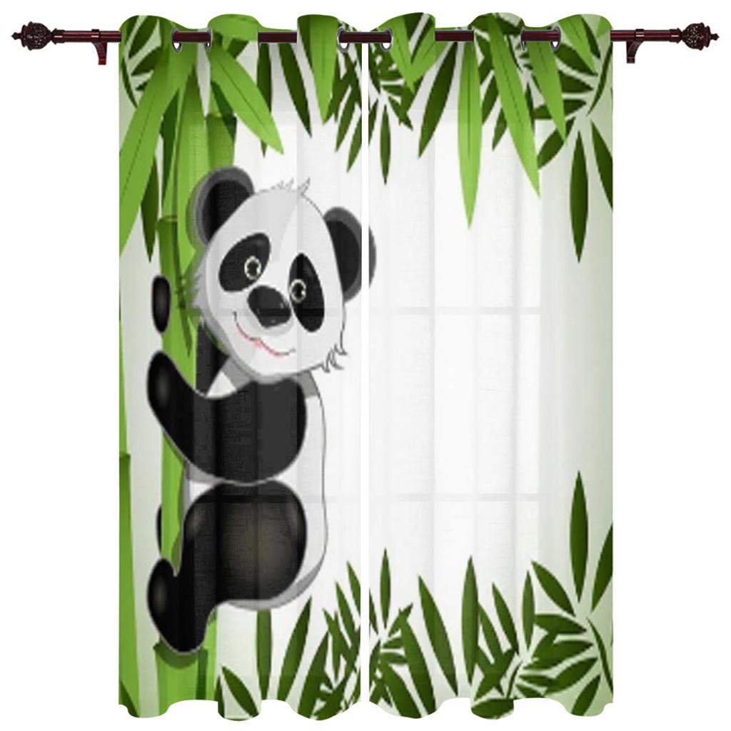 Animal Cute Panda Bamboo Window Curtains Bedroom Kitchen Decor Curtain Panel Window Curtains for Living Room