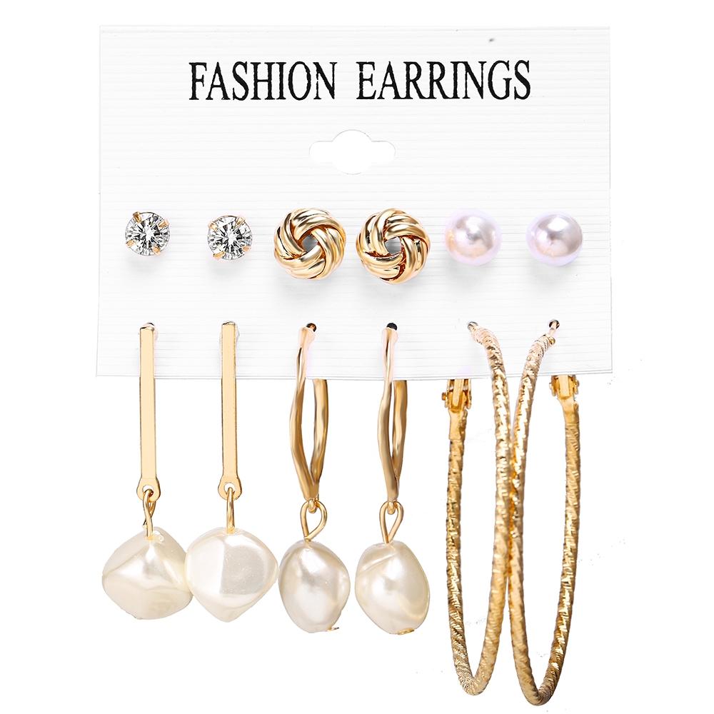 IF ME Retro Butterfly Tassel Pearl Earrings Set Elegant Gold Earring Women Fashion Jewelry Accessories