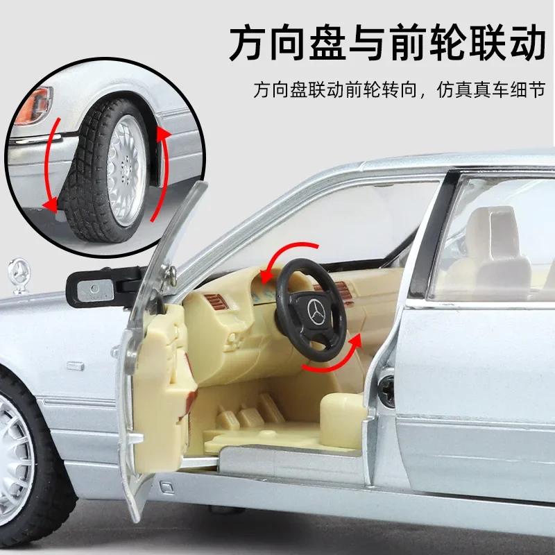 1:24 Mercedes Benz W140 320SEL Simulation Diecast Metal Alloy Model Car Sound Light Pull Back Collection Kids Toy Gifts